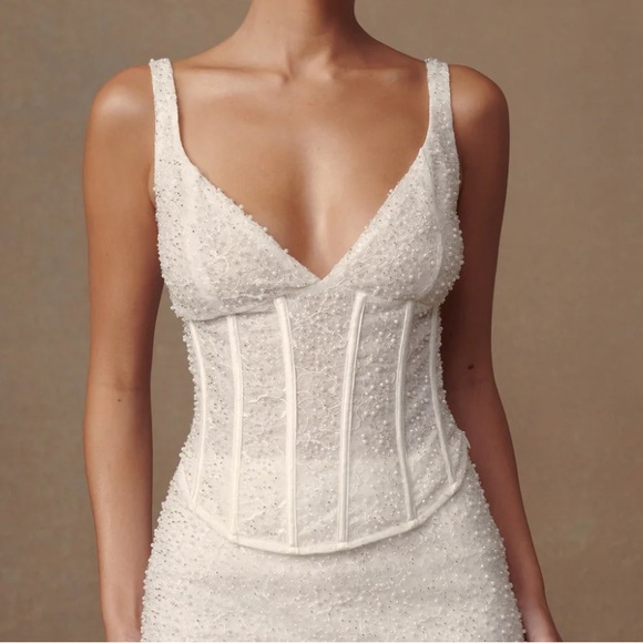 Meshki Elsie Pearl Beaded Bustier Top - Picture 1 of 8